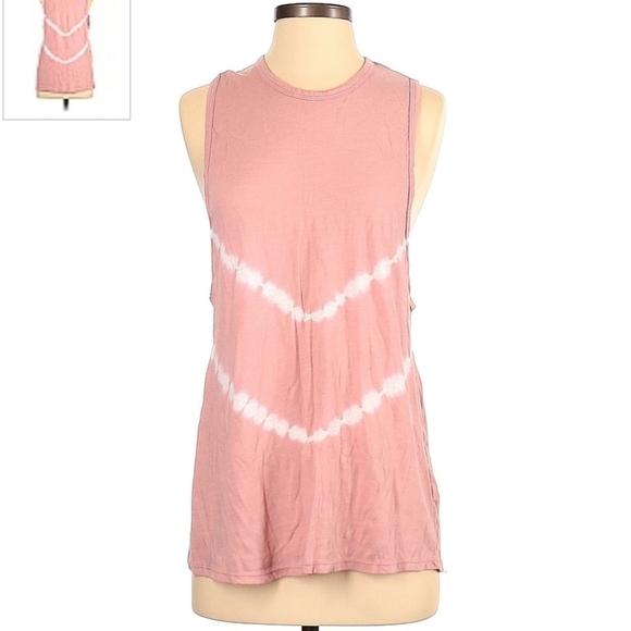 Core10 Pink White Tie Dye Tank Top Women's Small S Sleeveless Round Neck EUC - Picture 1 of 8